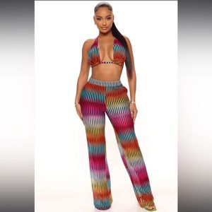 Never Worn Colorful Bikini Top & Pants Set